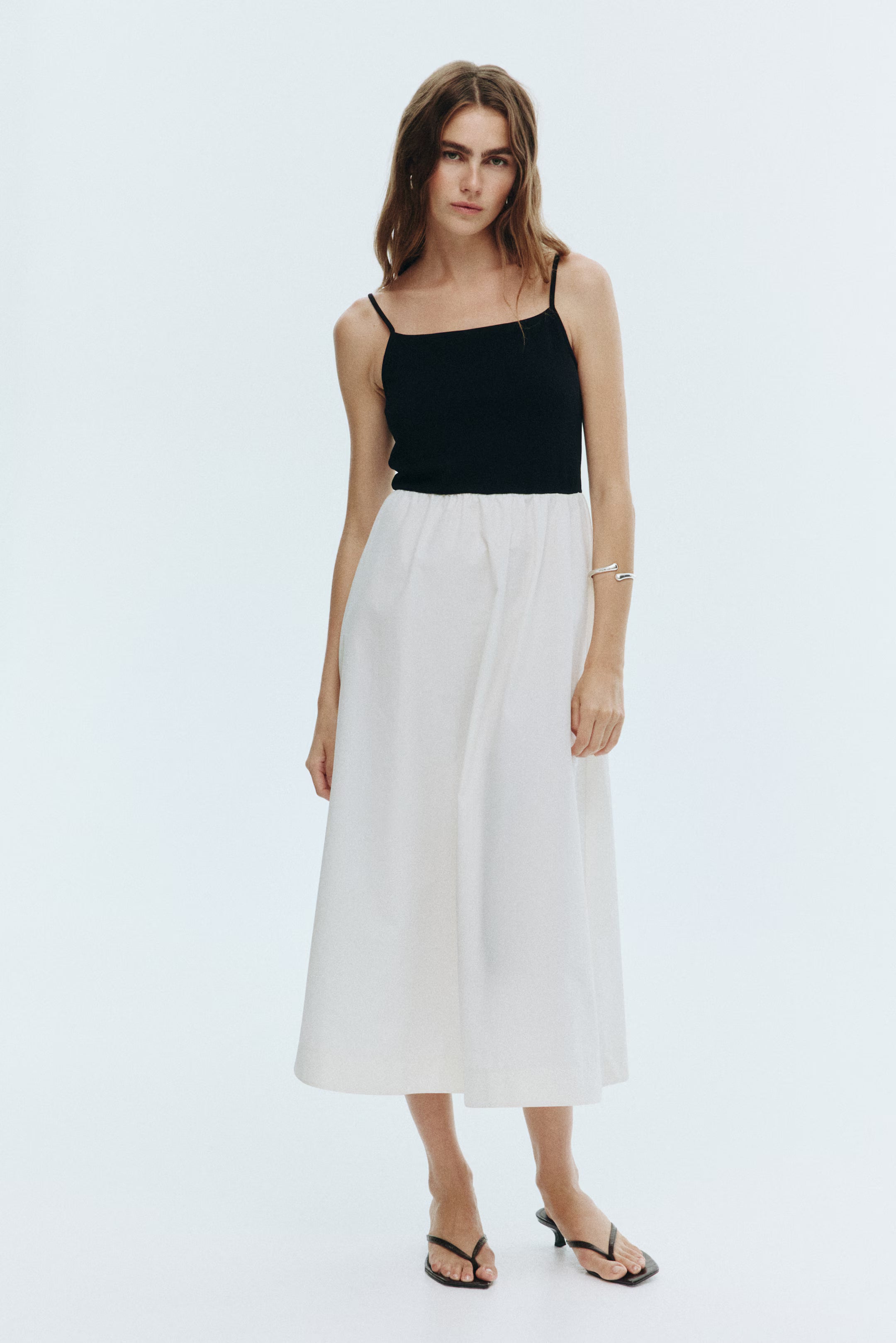 Two-Tone Minimal Midi Dress